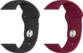 2 sport bandjes geschikt voor Apple Smartwatch 38/40 mm M/L – YOUNIQ – Zwart & Roos Rood – iWatch Series 1/2/3/4/5/6/SE - Horloge Band Straps geschikt voor Apple watch