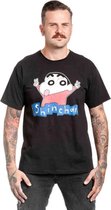 Shin Chan Heren Tshirt -L- Logo Zwart