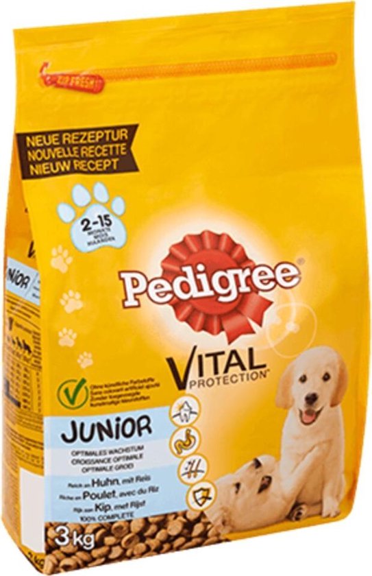 Pedigree Nourriture pour chiens Droog Junior Kip/ Riz - 3 kg - 3 pcs |  bol.com