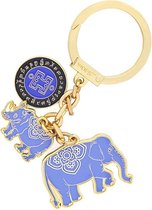 Sleutel hanger Blauw Royal Olifant en Cosmic neushoorn amulet