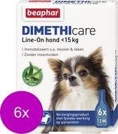 Beaphar Dimethicare Line-On Hond - Anti vlooien en tekenmiddel - 6 x 6x1.5 ml Tot 15kg