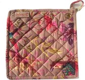 Imbarro | pannenlap | paradise birds | oudroze 25 x 25 cm