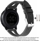 Zwart leren Bandje voor 20mm Smartwatches (zie compatibele modellen) van Samsung, Pebble, Garmin, Huawei, Moto, Ticwatch, Seiko, Citizen en Q – 20 mm black leather smartwatch strap