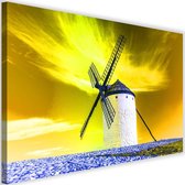 Schilderij Windmolen, 2 maten, geel, Premium print