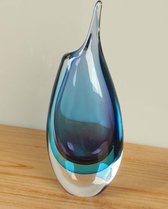 Vaas met punt blauw/paars 30 cm, SA-1, glazen vaas, glasvaas, vaas glas, blauwe vaas