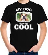 Engelse bulldog honden t-shirt my dog is serious cool zwart - kinderen - Engelse bulldogs liefhebber cadeau shirt - kinderkleding / kleding 158/164