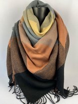 Wintersjaal vierkant groot met franje 140 x 140 cm