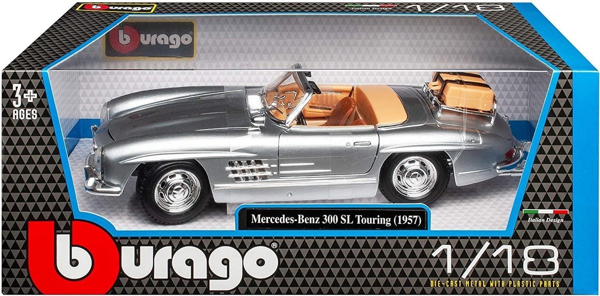 BBurago - Mercedes Benz 300 SL - Voiture Miniature à L'échelle 1:24 - Avec Portes Papillon, Capot Et Coffre Ouvrants - Jouet Pour Enfant - à Collectionner Dès 3 Ans - 22023