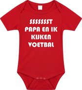 Rompertjes baby - papa en ik kijken voetbal - baby kleding met tekst - kraamcadeau jongen - maat 68 rood