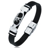 Weegschaal / Libra - Leren Armband met Stalen Sterrenbeeld - Astrologie - Zwart - Armband Dames - Armband Heren - Valentijnsdag voor Mannen - Valentijn Cadeautje voor Hem - Valenti