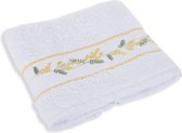 English Home Mimosa Bloemen Hand- en Gezichtshanddoek, Set van Twee; 2 stuks, 50 x 80 Wit