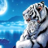 Diamond painting 5D - Tijger - Wit - Welp - Moeder -