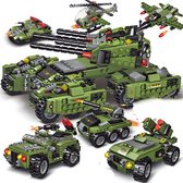 Brickzz | 6 in 1 Battle Tanks - Leger voertuigen - Defensie tank - Army vehicle - Military vehicle - Oorlogsvoertuigen - Helikopter - Humvee - Oorlog - Kanon - Schieten - City - Ge