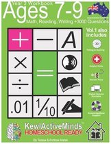 Year 3 Workbook, Ages 7-9 Math, Reading, Writing - Vol1, +3000 Questions