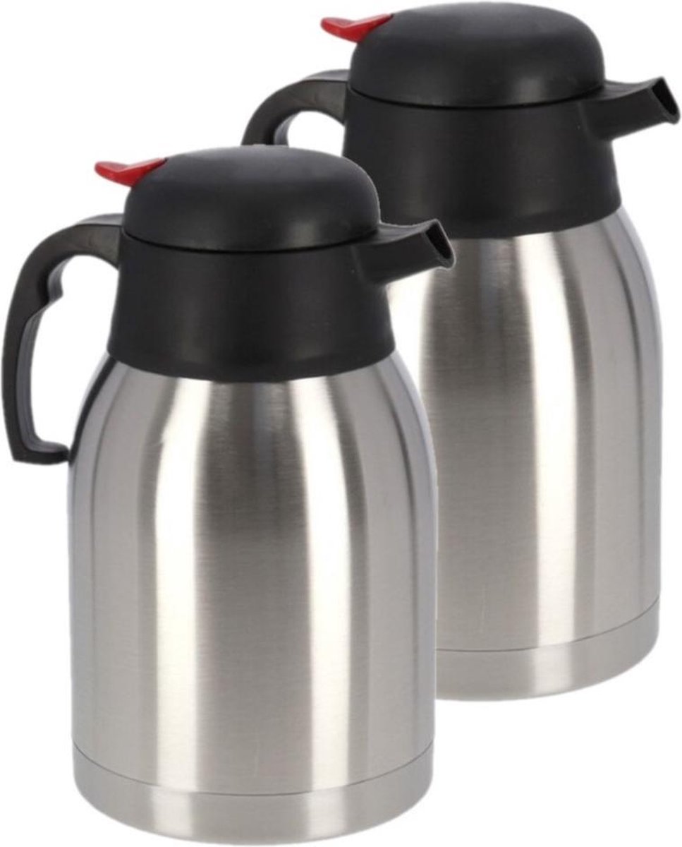 5x Koffie/thee thermoskan RVS 1,2 liter - Isoleerkannen voor warme / koude dranken