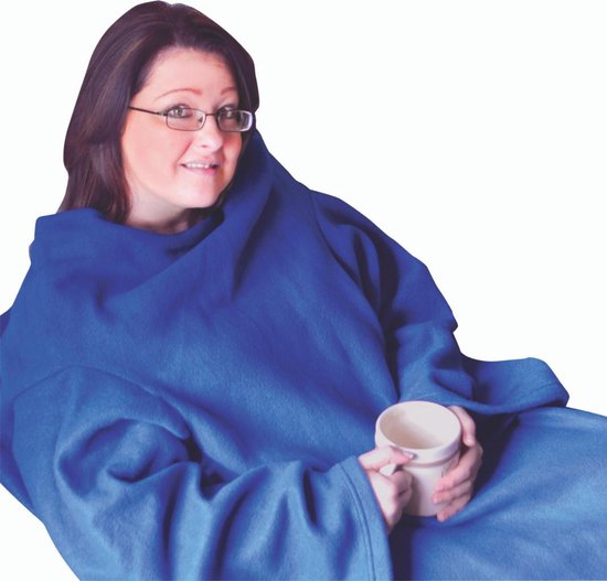 Fleece deken met mouwen - blauw | bol.com