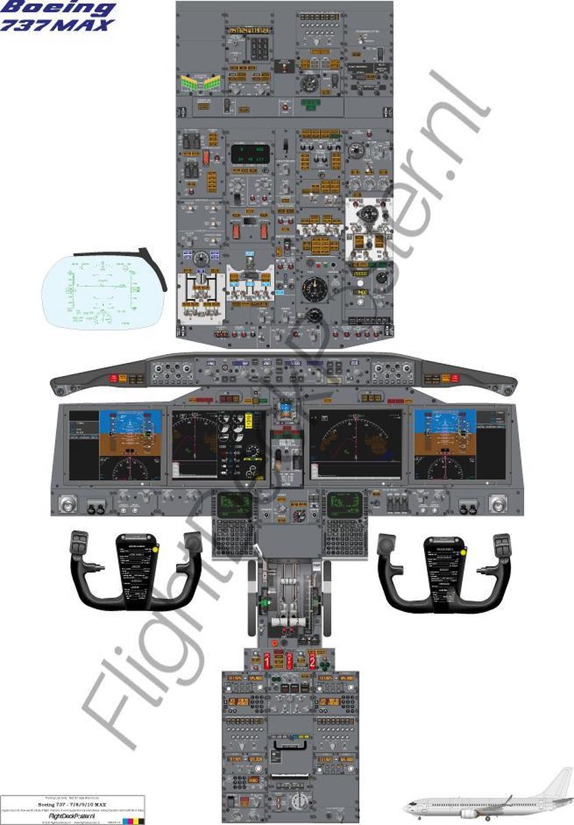 Boeing 737 - 7/8/9/10 MAX - T-Bone (Enkele A0 poster) FlightDeckPoster / Cockpitposter / Cockpit poster / Cockpit mockup
