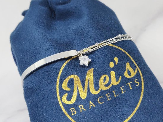 Mei's | Chained Fault In Our Star armband | schakelarmband dames / double-layer armband / sieraad dames | 925 Zilver / S925 / Sterling Zilver / Zirkonia | polsmaat 15 -18,5 cm / zilver