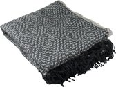 Liviza plaid grijs/wit - visgraat patroon - plaids buiten - dekentje bank - grand foulard bank