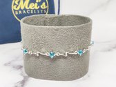 Mei's | Chained Sparkly Thunder armband | schakelarmband dames / armband dames / sieraad dames | 925 Zilver / S925 / Sterling Zilver / Zirkonia | blauw / polsmaat 15,5  -18 cm