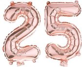 25 jaar | Rose Goud folieballon | 1 meter hoog