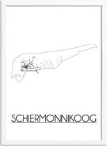 Schiermonnikoog Plattegrond poster A2 + fotolijst wit (42x59,4cm) - DesignClaud
