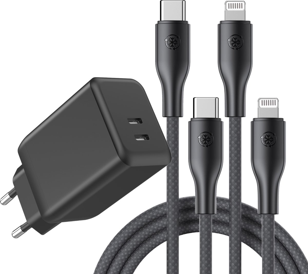 Dual 45W Snellader - 3 Meter - Oplader geschikt voor iPhone en iPad met Apple Lightning aansluiting