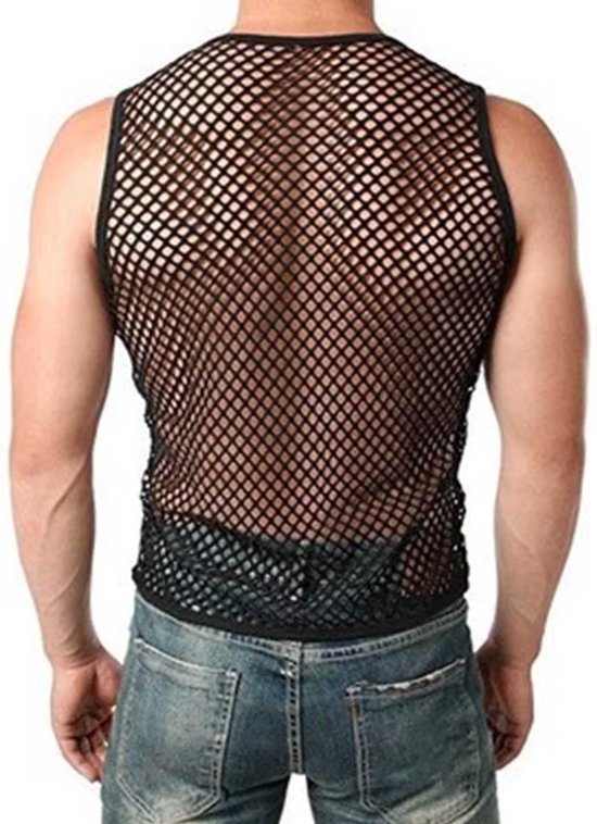 Débardeur en maille homme - Résille - Mouwloos - Chemise Érotique homme - Polyester
