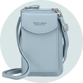ZILOU® Telefoontasje Dames - met Portemonnee - Crossbody tas - Schoudertas - Smartphone GSM tasje - tot 18 pasjes - Kunstleer - Blauw