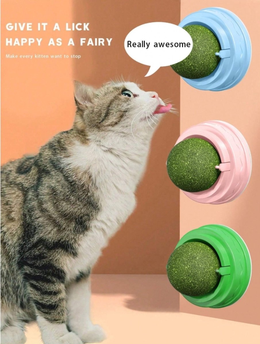 SuperShopper - Catnip Bal 3 stuks - Roterende Functie - Muurklevend - Speelgoed - Bevorderend Voor Spijsvertering