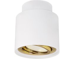 HARIET C - Opbouwspot - Rond - GU10 Fitting - 1 Lichtpunt - past over centraaldoos - Wit / Goud kleur - plafondspot - Spotjes voor woonkamer, slaapkamer of keuken