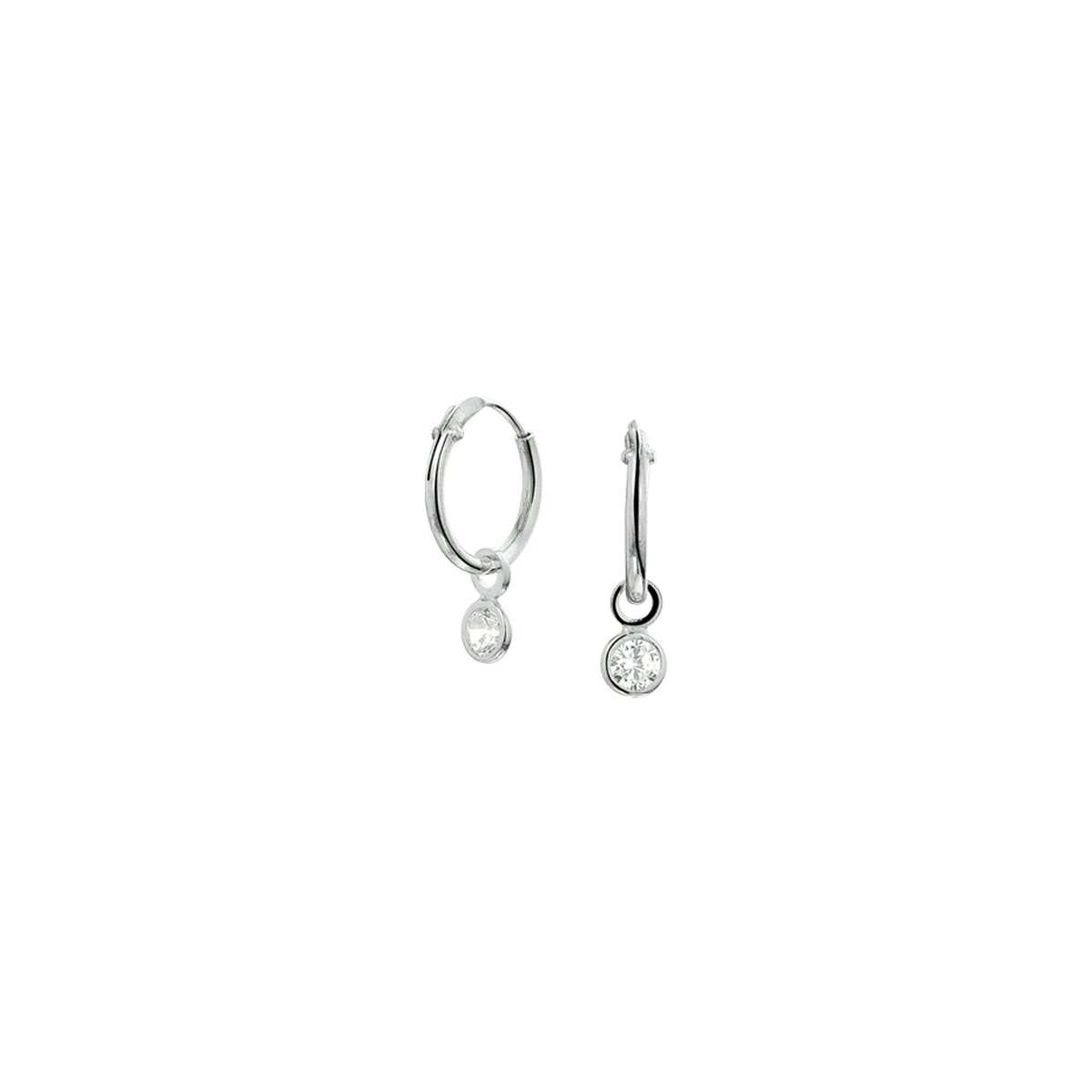 Glams klapoorringen zirkonia - 12.5 mm - Zilver