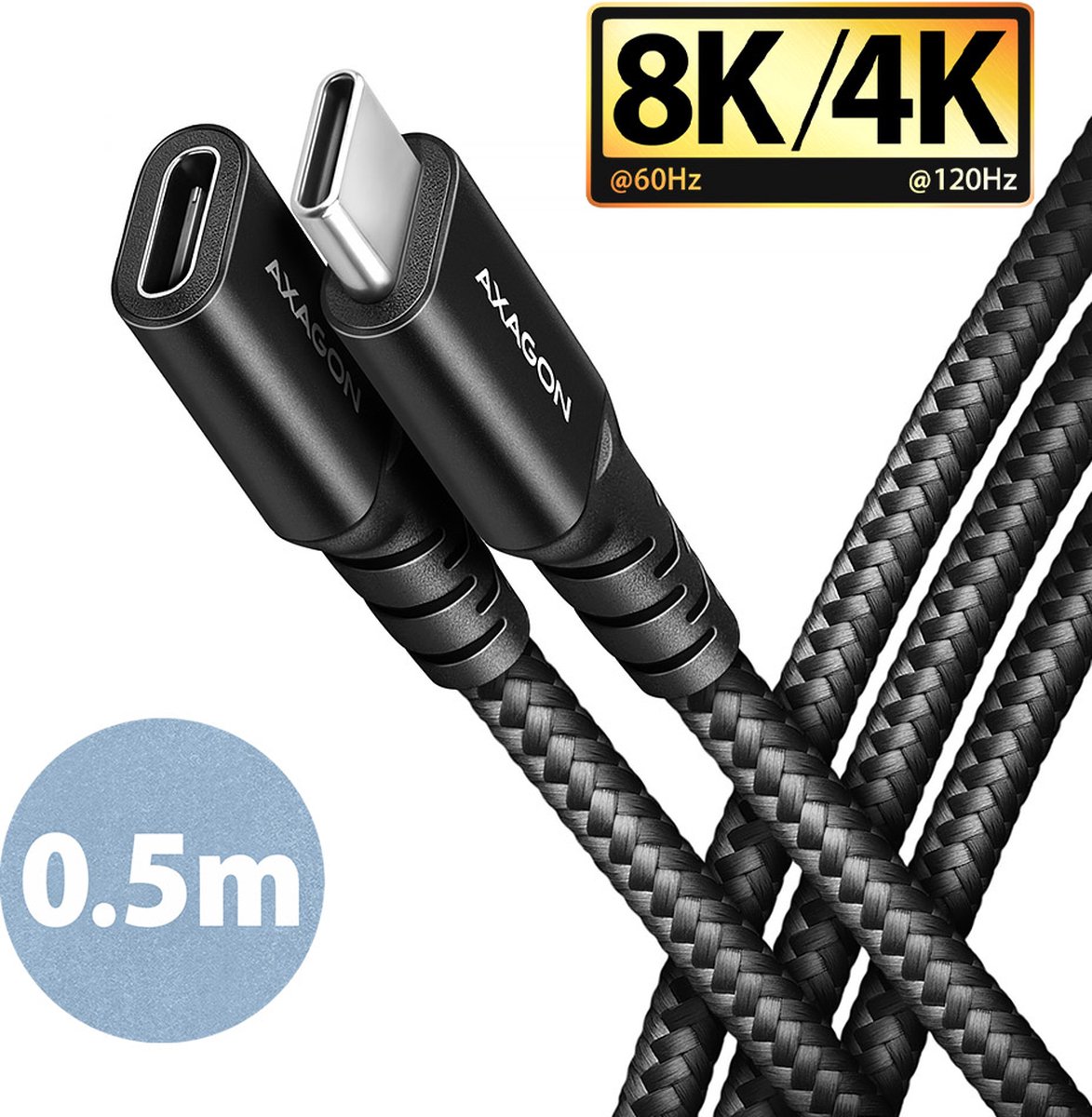 Axagon BUCM32-CF05AB USB-kabel USB 3.2 Gen 2x2 0,5 m USB C 20 Gbit/s 240 W Zwart
