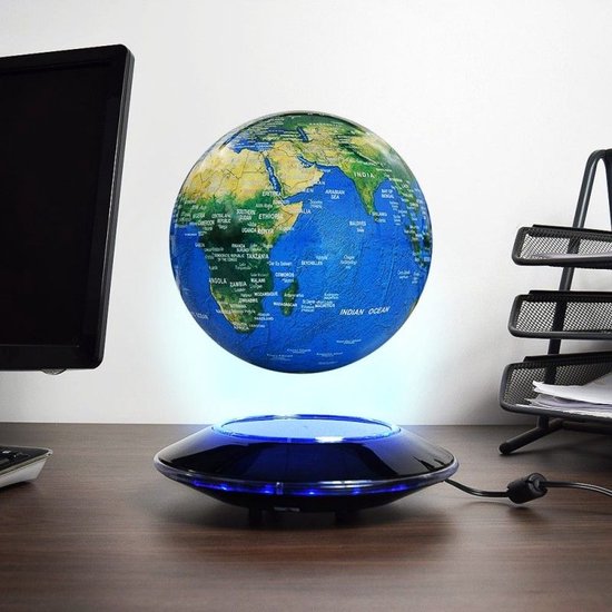 MikaMax Magnetisch Zwevende Wereldbol - Globe - Kantoor Decoratie -  Wereldbol Met Verlichting - Wereldkaart - 360 Graden