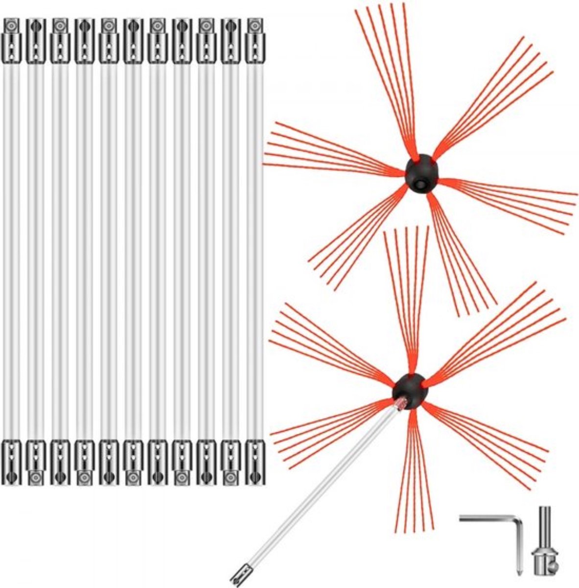 Goedkoopste Kachelpijpborstel - 12 m - Schoorsteenborstels - Openhaardborstel - Openhaardbezem - Roetbezemborstel