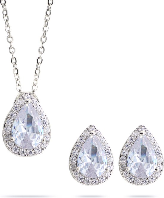 Collier goutte Swarovski avec Boucles d'oreilles | Cadeau Saint Valentin pour elle | Cadeau de fête des mères | Cadeau pour femme | Coffret cadeau femme | Boîte-cadeau | Coffret fête des mères | Boite cadeau |