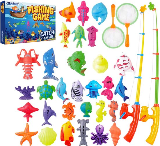 Allerion Bad Vishengel Set – 34-delig – Badspeelgoed - Visjes met Magneten