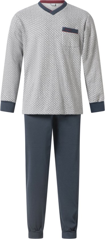 Gentlemen - warme heren pyjama 114278 - aangeruwd badstof - grijs - maat M