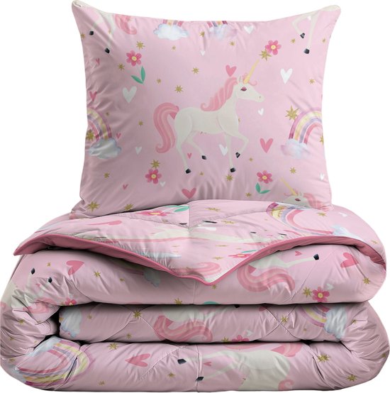 Foto: Zelesta kiddybed rainbow unicorn 140x200 kinderdekbedovertrek 30 dagen proefslapen wasbaar hoesloos kinderdekbed bedrukt kinderdekbed all year winterdekbed zomerdekbed