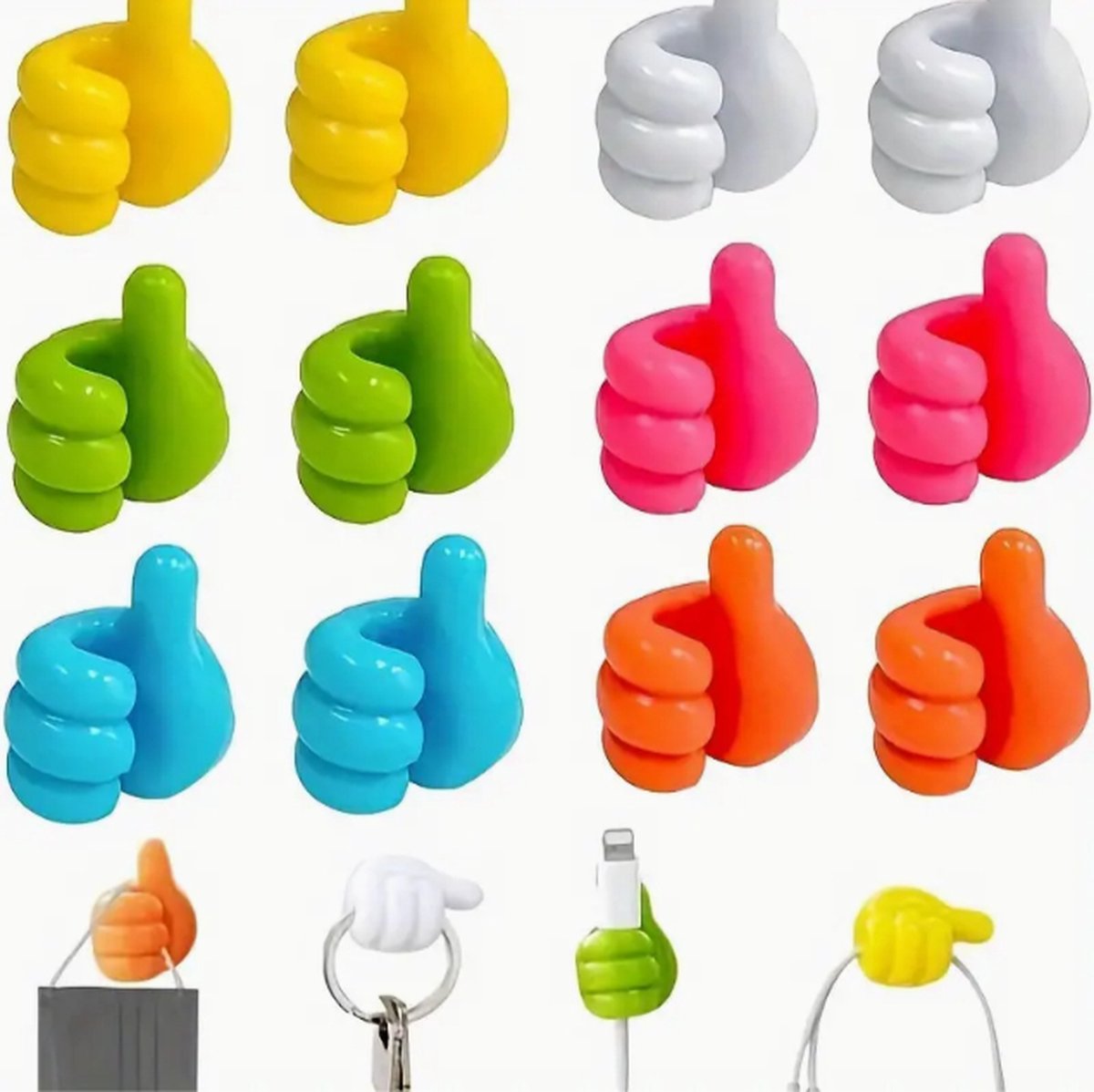 Handig Handje | 5 Stuks | cadeau tip | Kabel Ophangen | Tandenborstel Houder | Kabelhouder | Multifunctionele houder | Auto Zonnebril Houder | Auto Kabel Houder | Houder