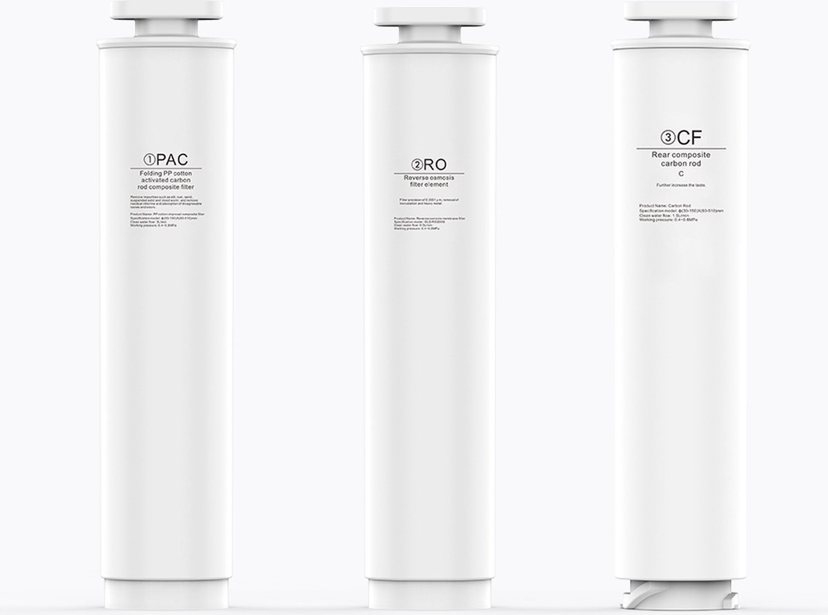 3x Vervanging Filter SET voor LIFELAB Waterdispenser - 1. Sedimentfilter 2. Omgekeerde Osmose filter 3. Actief Koolstoffilter