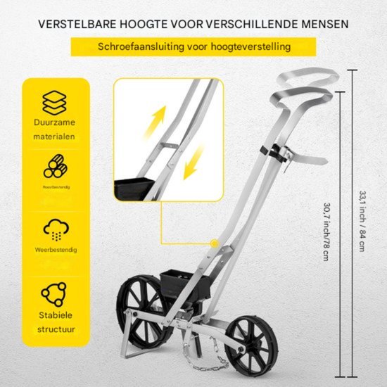 Tuin Push Zaaimachine - 78-84cm - Aluminium en ABS Rij Gewas Planter - met Zes Verwisselbare Zaadplaten en Rijmarkering - voor Het Zaaien van Verschillende Gewassen en Groenten van Merkloos	 — afbeelding 4