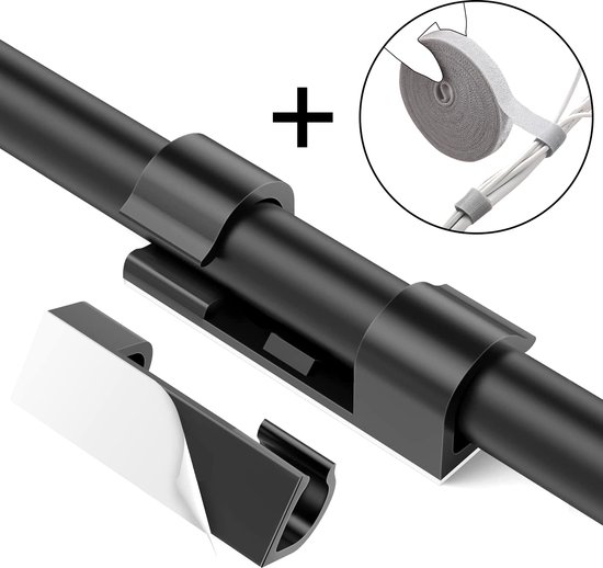 Verstelbare zelfklevende nylon draad kabel clips klemmen - zwart (Pack van 50