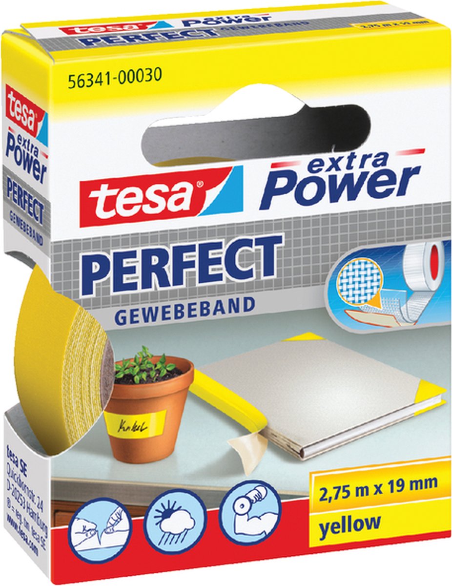 Textieltape tesa perfect 2.75mx19mm geel | 10 stuks
