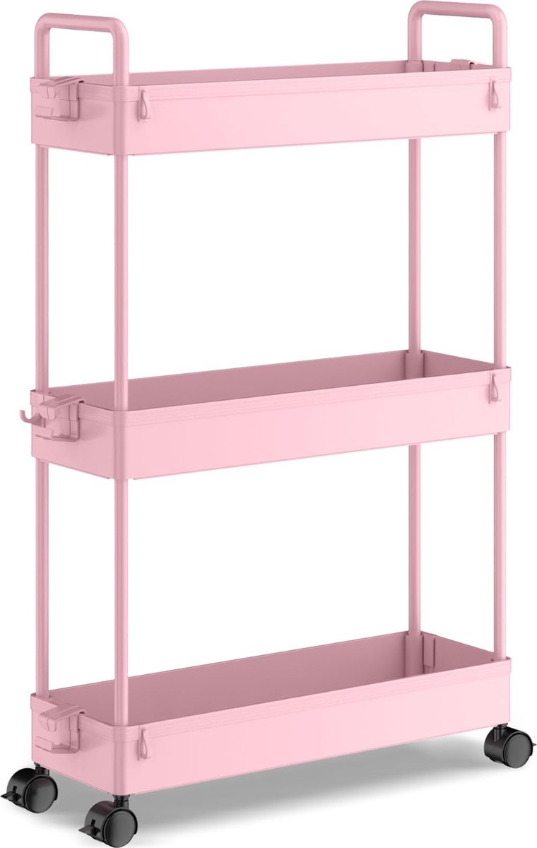 JGS ® Ruimtebesparende Drie-Lagen Opbergtrolley voor Krappe Ruimtes en Gemakkelijk Verplaatsen