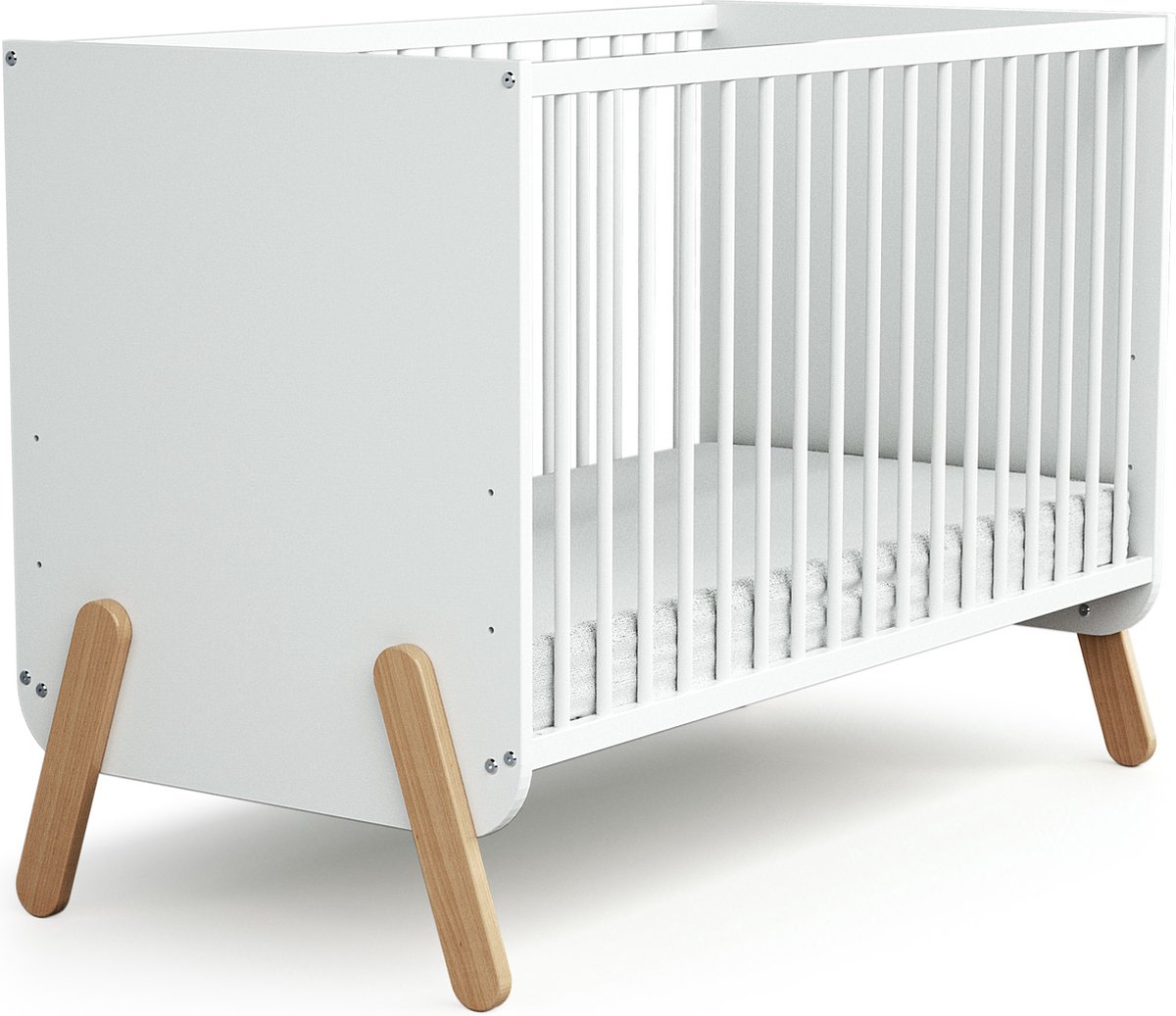 AT4 - Kinderbed PIRATE in hout Wit en Beuken 60 x 120 cm