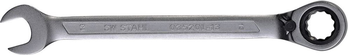 SW-Stahl 03520L-13 ringratelsleutel 13 mm met schakelhendel voor rechts- en linksdraaien I 72 tanden I steeksleutel met ringratel I ringratel steeksleutel SW 13