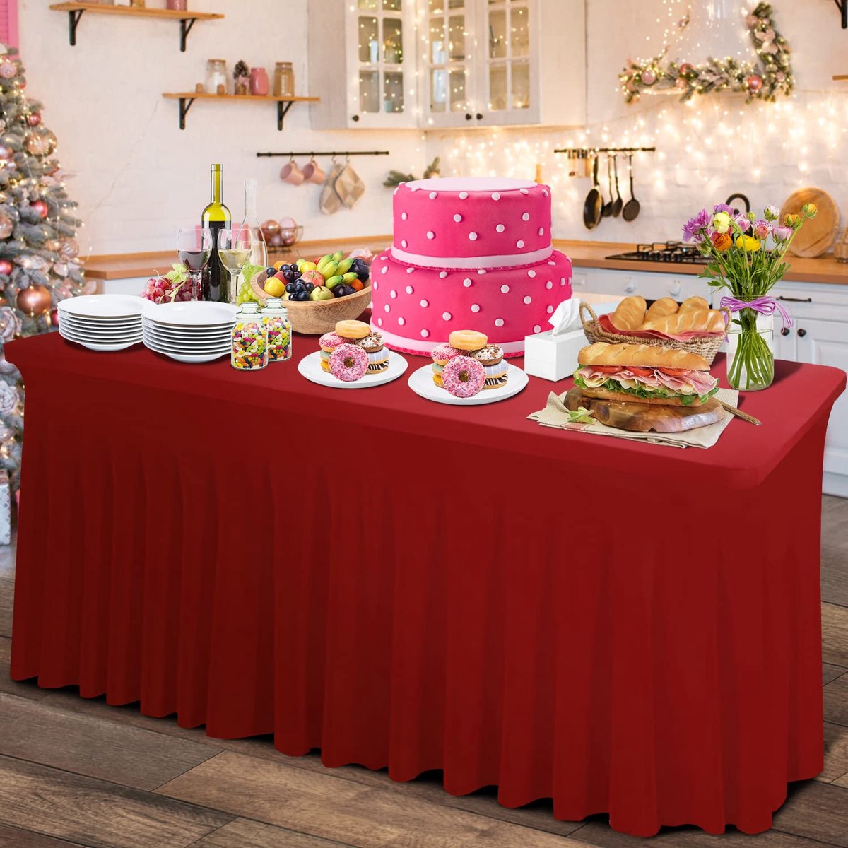JGS ® Dik en Elegant Rechthoekig Tafelkleed Met Geïntegreerde Plooirok Voor Elk Evenement