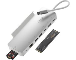 LINQ Connects Pro Studio 9-in-1 USB-C Multiport Hub – 10Gbps NVMe M.2 SSD Enclosure, 4K HDMI, Ethernet, UHS-II SD4.0 Card Reader
