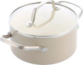 GreenChef Nordics keramische inductie kookpan met deksel 16cm/1.58L - PFAS-vrij - Inductie pan - Vaatwasserbestendig - Ovenbestendig tot 220°C - keramische anti-aanbaklaag - Crème